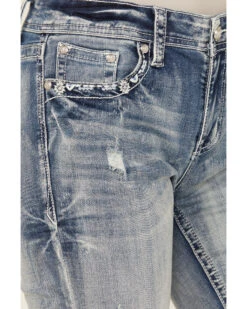 Grace In LA Women's Light Wash Mid Rise Geo Embroidered Pocket Bootcut Jeans 8 Grace In LA Women's Light Wash Mid Rise Geo Embroidered Pocket Bootcut Jeans -Western Cowboy Equipment Store 2000389001 412 P4