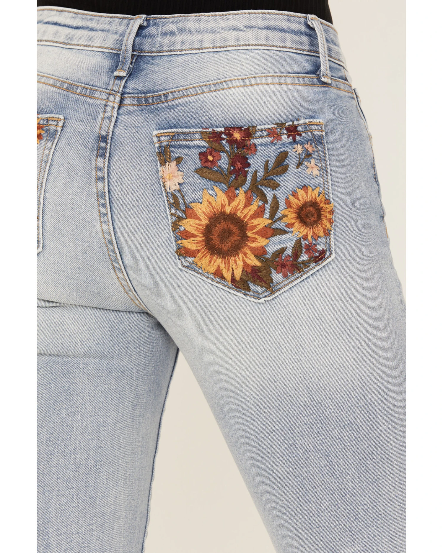 Driftwood Women's Light Wash High Rise Falling Sunflower Flare Jeans 5 Driftwood Women's Light Wash High Rise Falling Sunflower Flare Jeans - Image 3