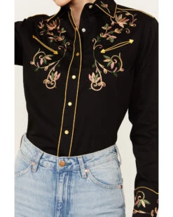Rockmount Ranchwear Women's Floral Embroidered Long Sleeve Pearl Snap Western Shirt 8 Rockmount Ranchwear Women's Floral Embroidered Long Sleeve Pearl Snap Western Shirt -Western Cowboy Equipment Store 2000393805 001 P3