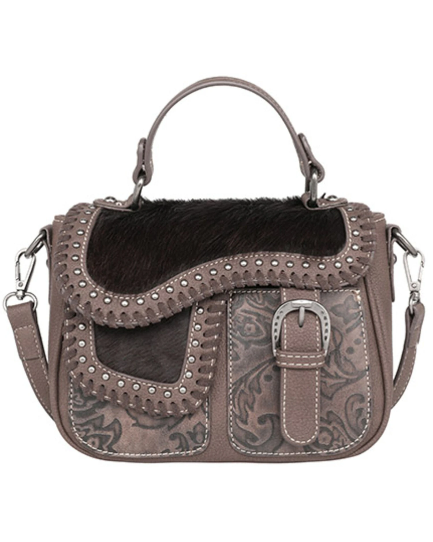 Montana West Women's Trinity Ranch Hair-On Cowhide Saddle Shape Collection Crossbody 6 Montana West Women's Trinity Ranch Hair-On Cowhide Saddle Shape Collection Crossbody - Image 4