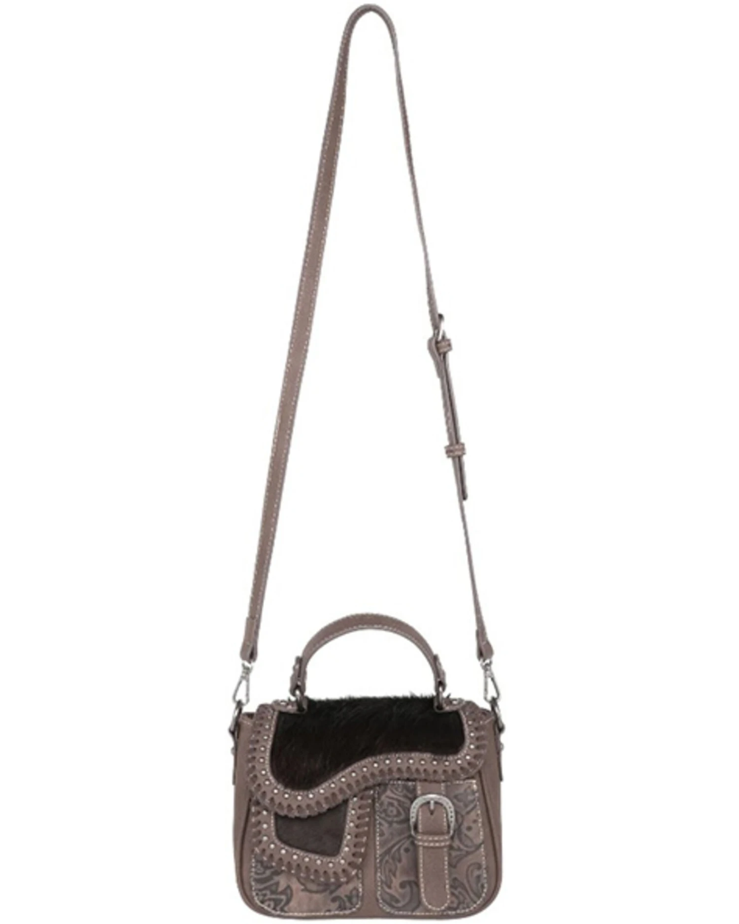 Montana West Women's Trinity Ranch Hair-On Cowhide Saddle Shape Collection Crossbody 4 Montana West Women's Trinity Ranch Hair-On Cowhide Saddle Shape Collection Crossbody - Image 2