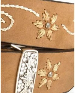 Nocona Belt Co. Women's Floral Stitched Leather Belt 7 Nocona Belt Co. Women's Floral Stitched Leather Belt -Western Cowboy Equipment Store 258A25 41 D1