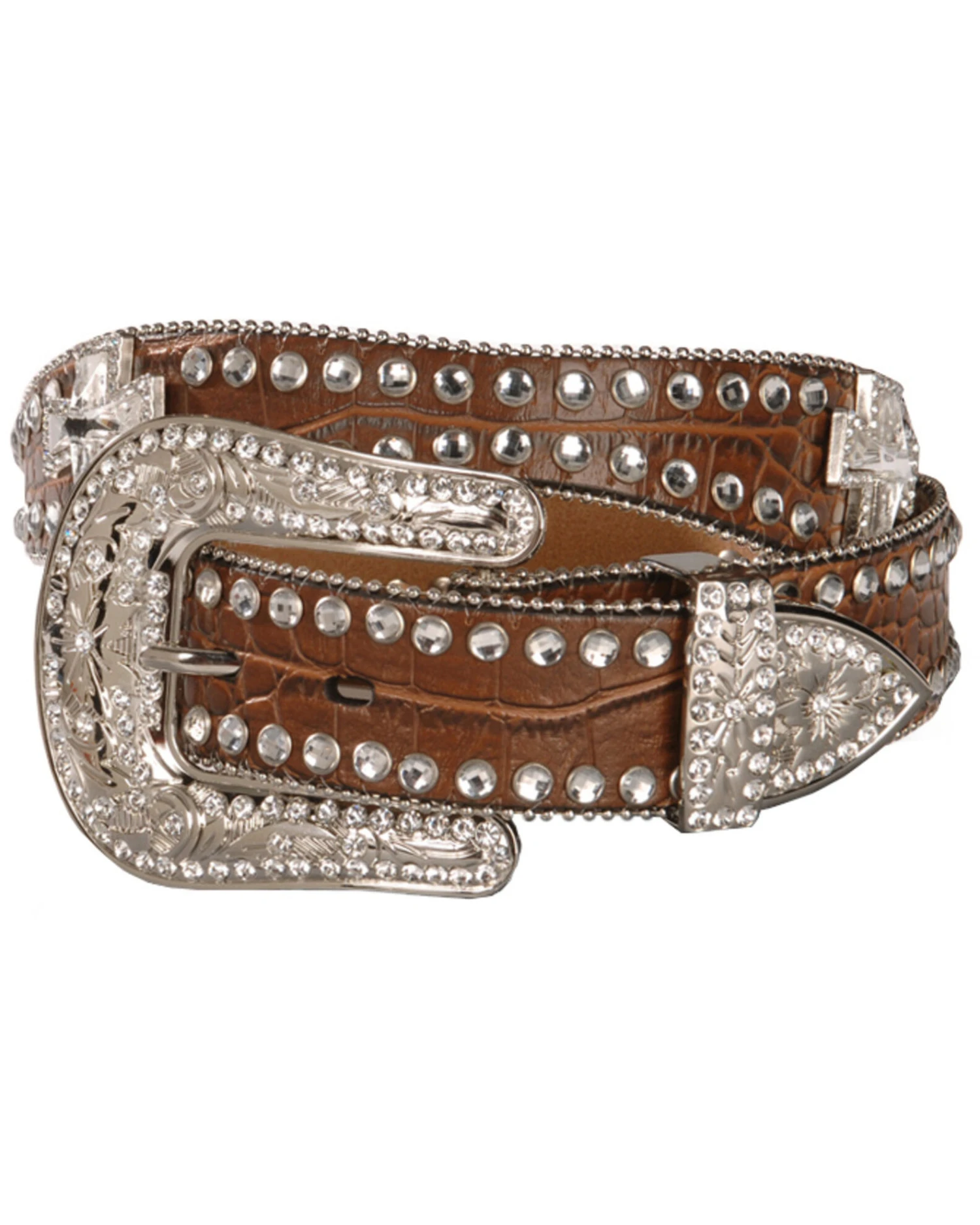 Blazin Roxx Scalloped Rhinestone Cross Croc Print Belt 3 Blazin Roxx Scalloped Rhinestone Cross Croc Print Belt