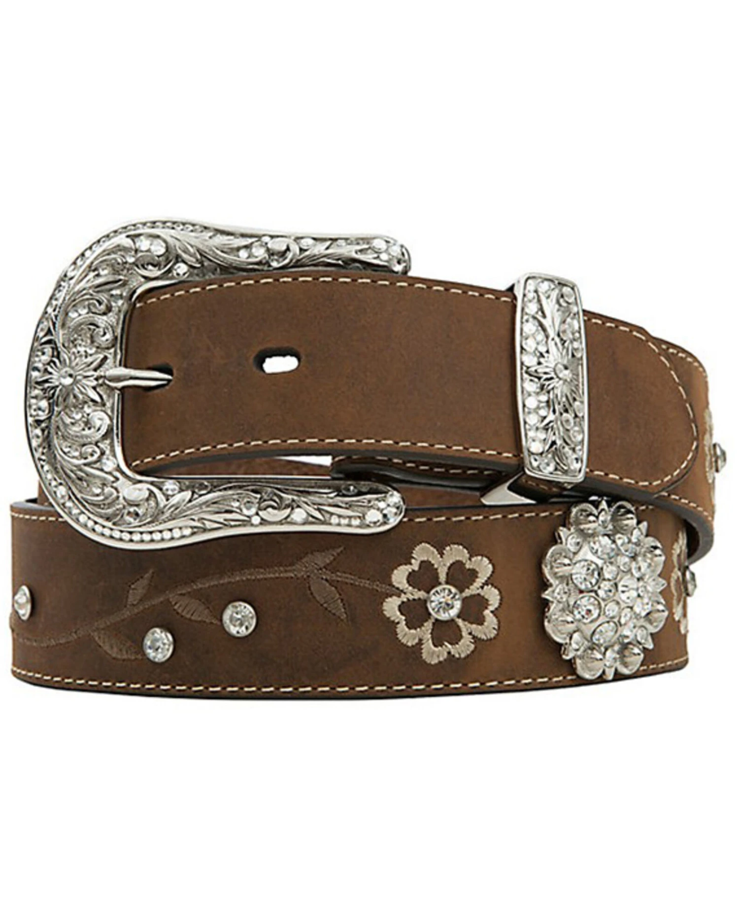 Ariat Women's Floral Embroidered Rhinestone Belt 3 Ariat Women's Floral Embroidered Rhinestone Belt