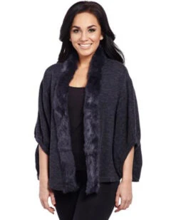 Cripple Creek Women's Charcoal Rabbit-Trimmed Sweater